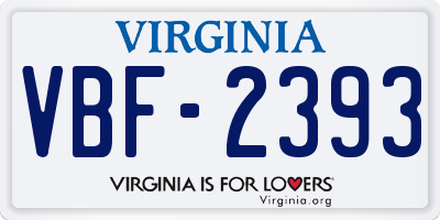 VA license plate VBF2393