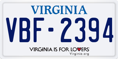 VA license plate VBF2394