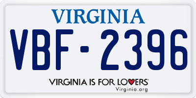VA license plate VBF2396