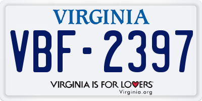 VA license plate VBF2397
