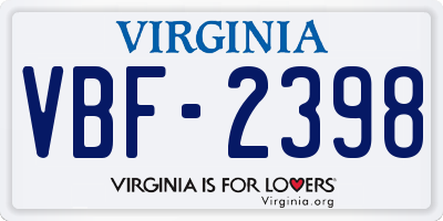 VA license plate VBF2398