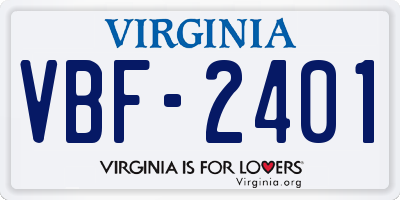 VA license plate VBF2401