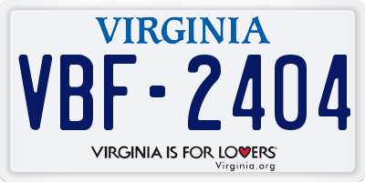 VA license plate VBF2404