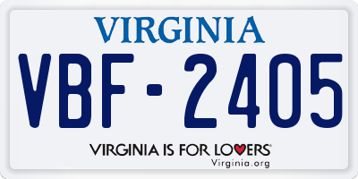 VA license plate VBF2405