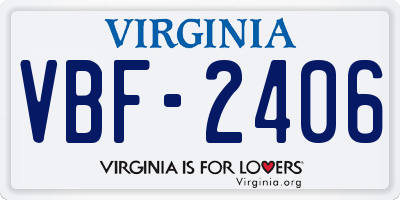 VA license plate VBF2406