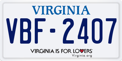 VA license plate VBF2407