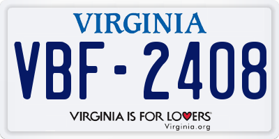 VA license plate VBF2408