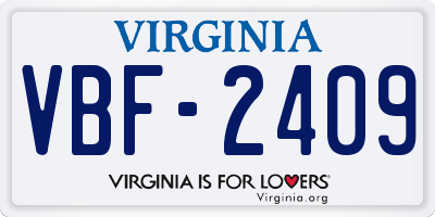 VA license plate VBF2409