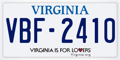 VA license plate VBF2410