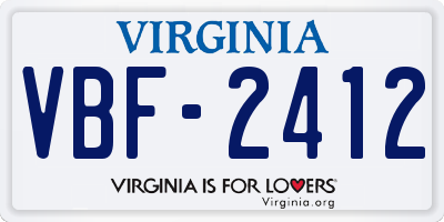 VA license plate VBF2412