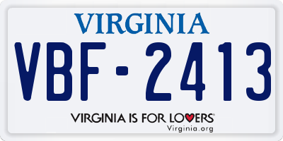 VA license plate VBF2413