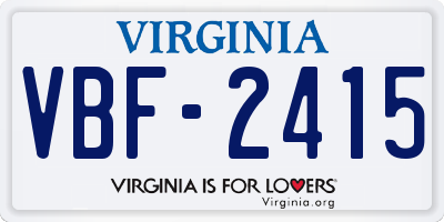 VA license plate VBF2415