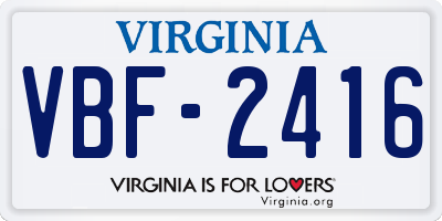 VA license plate VBF2416
