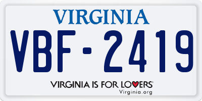 VA license plate VBF2419
