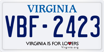 VA license plate VBF2423