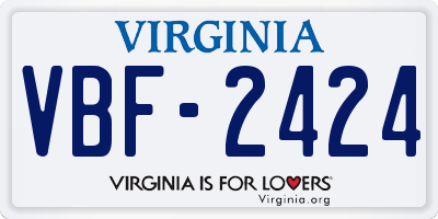 VA license plate VBF2424