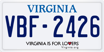 VA license plate VBF2426