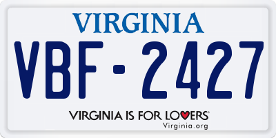 VA license plate VBF2427