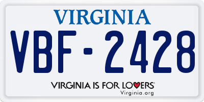 VA license plate VBF2428