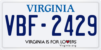 VA license plate VBF2429