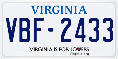 VA license plate VBF2433