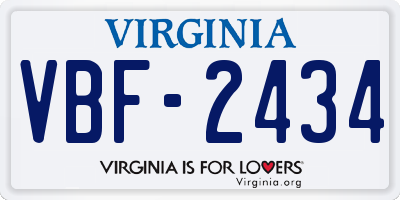 VA license plate VBF2434