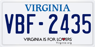 VA license plate VBF2435