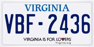 VA license plate VBF2436