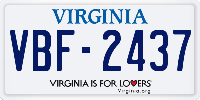 VA license plate VBF2437