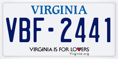 VA license plate VBF2441