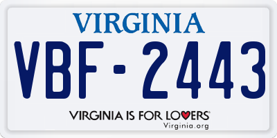 VA license plate VBF2443