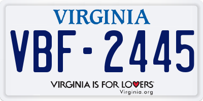 VA license plate VBF2445