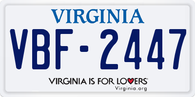 VA license plate VBF2447