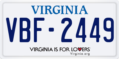 VA license plate VBF2449