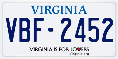 VA license plate VBF2452
