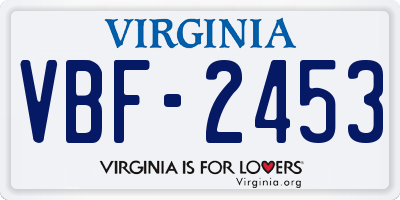 VA license plate VBF2453
