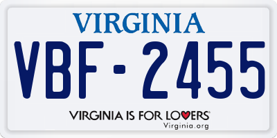 VA license plate VBF2455