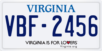 VA license plate VBF2456