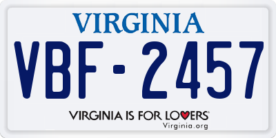 VA license plate VBF2457