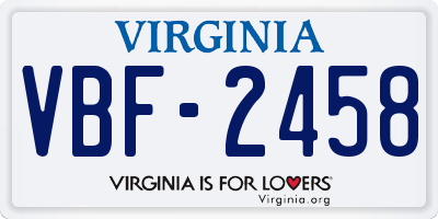 VA license plate VBF2458