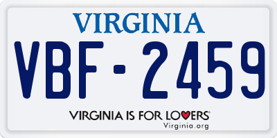 VA license plate VBF2459