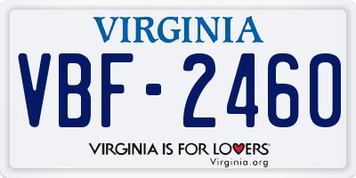 VA license plate VBF2460
