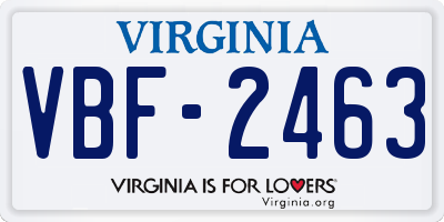 VA license plate VBF2463