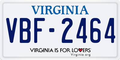 VA license plate VBF2464