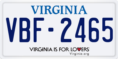 VA license plate VBF2465