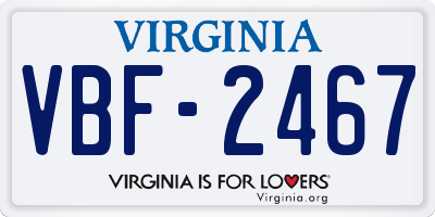 VA license plate VBF2467