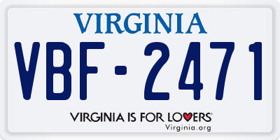 VA license plate VBF2471