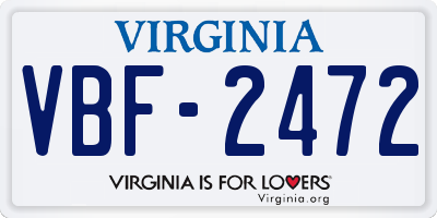 VA license plate VBF2472