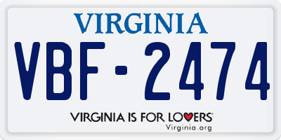 VA license plate VBF2474