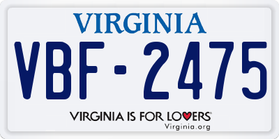 VA license plate VBF2475